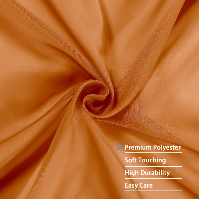 OWENIE Sheer Orange Curtains  Sheer Curtains 84 inch Length 2 Panels Set  Rod Pocket Voile Fimly Sheer Drapes for Living Room/Bedroom  2pcs  Each 42"" W x 84"" L - Image 3